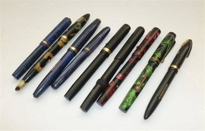 Lot 290 - A Collection of Nine Fountain Pens, including Conway Stewart, Scheaffer, Waterman's, Onoto, Conklin