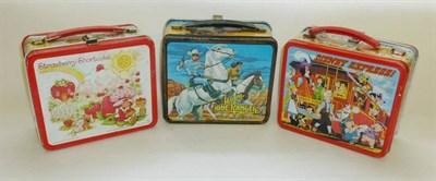 Lot 308 - Eleven Vintage Metal Lunch Boxes, some with thermos flasks, including six Roy Rogers, two...