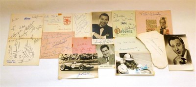 Lot 309 - Mixed Autographs, including two signed Jack Brabham photographs, Danny Blanchflower, P J Proby,...