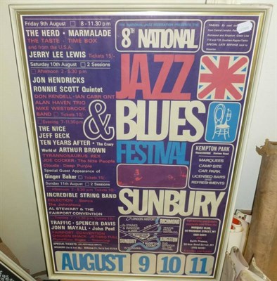 Lot 311 - Pop Memorabilia, including a Joan Baez framed poster and programme 1967, Jazz, Blues & Pop Festival