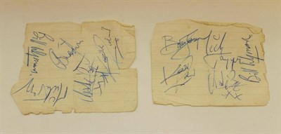 Lot 313 - Two Sets of Rolling Stones Autographs, circa early 1960's, pen signatures of all five band...