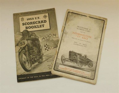 Lot 319 - An Original Isle of Man 1914 International 'TT'  Race Programme & Score Card, unused, together with