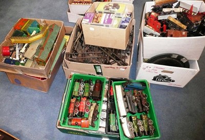 Lot 4 - A Large Collection of Playworn Hornby and Other 'O' Gauge Trains & Accessories, including...