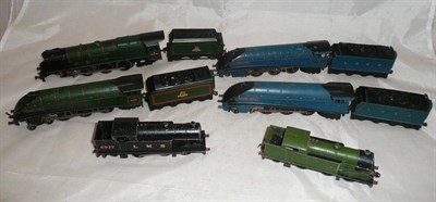 Lot 16 - Six Playworn Hornby Dublo 3-Rail Locomotives - 'Sir Nigel Gresley' No.7 x 2, 'Silver King'...