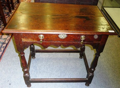 Lot 1404 - A Joined Oak Side Table, circa 1720, the rectangular top above a single frieze drawer and wavy...