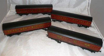 Lot 42 - Four Leeds Model Company Wooden NER Bogie Coaches, with natural wood effect livery, comprising...
