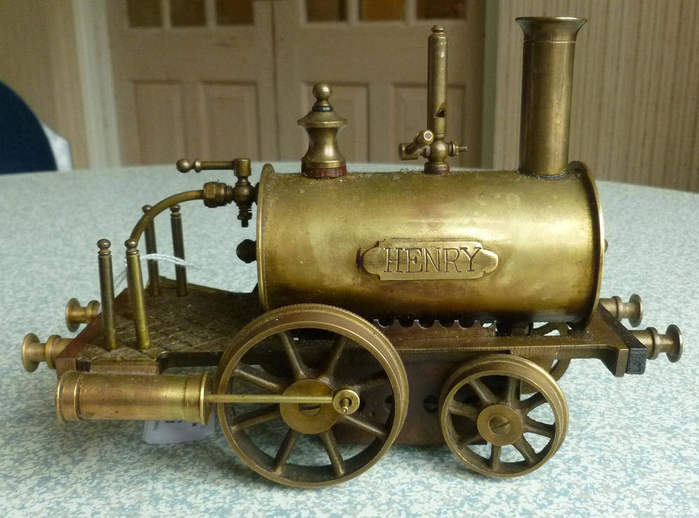 Lot 53 - A 2 1/2inch Gauge Live Steam Brass Dribbler Locomotive 'Henry', with brass nameplate, wooden...