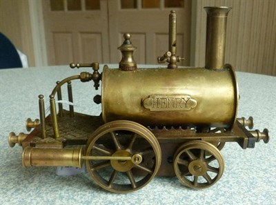 Lot 53 - A 2 1/2inch Gauge Live Steam Brass Dribbler Locomotive 'Henry', with brass nameplate, wooden...
