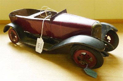 Lot 101 - A Jouets de Paris (J.E.P.) Clockwork Tinplate Citroen, open topped model, with maroon and black...