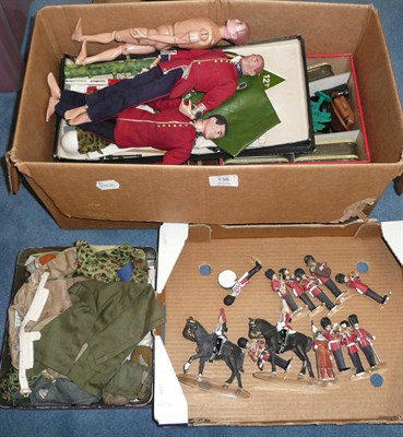 Lot 138 - Three Action Men, with a collection of costumes, weapons and other accessories; Thirteen Corgi...