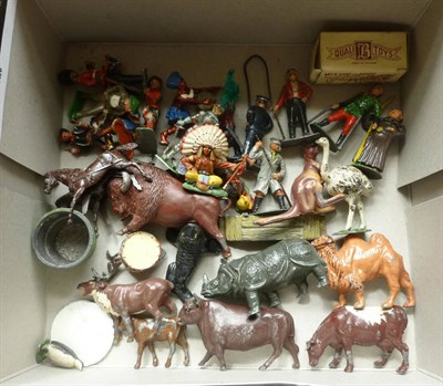 Lot 142 - A Small Collection of Hollowcast Lead Figures, including Benbros Robin Hood and Friar Tuck, Carbens