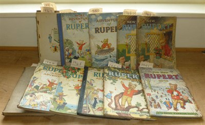 Lot 150 - Eleven Daily Express Rupert Annuals, includes 1944, 1945, 1946, 1948, 1950, 1951 and 1952, variable