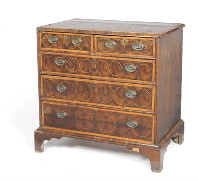 Lot 1417 - A Late 17th Century Oyster Veneered Chest of Drawers, the rectangular top with inlaid stringing...