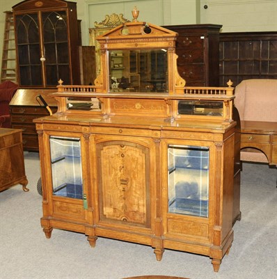 Lot 1418 - A Satinwood and Marquetry Chiffonier Late 19th Century, the superstructure with broken pediment...