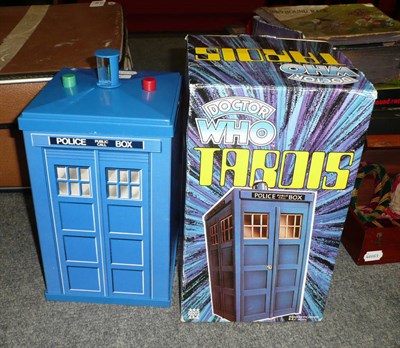 Lot 168 - A Boxed Denys Fisher Doctor Who Tardis, in blue card and plastic, with Tom Baker Dr Who figure