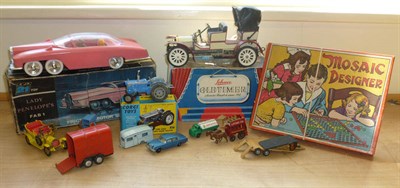 Lot 169 - Mixed Toys, comprising a boxed Corgi Ford 5000 Super Major Tractor No.67 (no driver or...