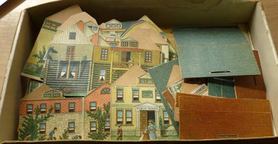 Lot 184 - A Late 19th Century American Lithographed Cardboard Village, circa 1897, set includes four...