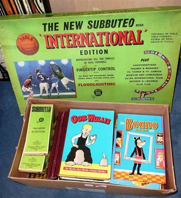 Lot 192 - A Boxed Subbuteo International Edition Table Soccer Set, containing three teams, civilian...