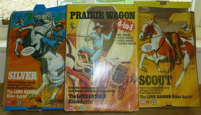 Lot 193 - Boxed Marx Lone Ranger Toys, comprising Silver with Lone Ranger figure, Scout with Tonto figure and