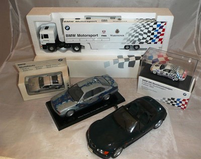 Lot 217 - Five Boxed Diecast Models of BMW Vehicles - UT Models BMW Z3, Pauls Model Art BMW 535i, Man BMW...