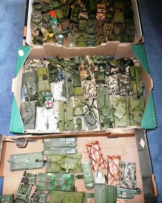 Lot 225 - A Large Collection of Diecast Military Vehicles, makers include Dinky, Corgi and Matchbox, some...