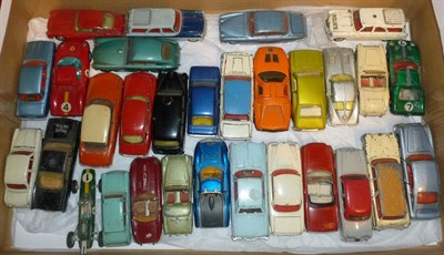 Lot 229 - A Collection of Sixty Four Vintage Diecast Cars, mainly Dinky and Corgi, includes sports cars...