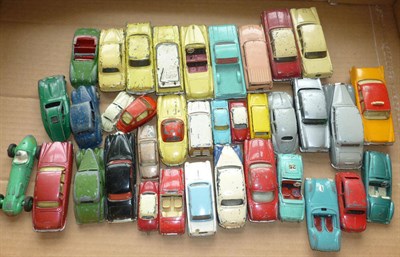 Lot 231 - Thirty Six Playworn Diecast Cars, including sports, racing and saloon cars by Dinky, Corgi and...