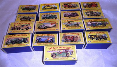 Lot 236 - Seventeen Early Boxed Matchbox Models of Yesteryear, in blue and yellow card boxes, numbers -...