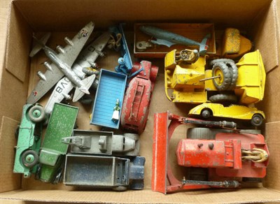 Lot 258 - A Collection of Early Playworn Dinky Vehicles, including cars, commercials, aircraft, fire engines