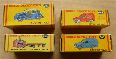 Lot 263 - Four Boxed Dublo Dinky Vehicles - Lansing Bagnall Tractor & Trailer No.76, Commer Van No.63,...