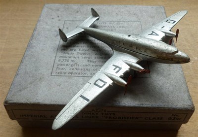 Lot 265 - A Boxed Dinky Imperial Airways Liner 'Frobisher' Class No.62w, in silver with G-AFDI markings,...