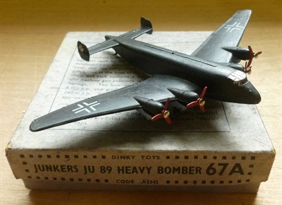 Lot 266 - A Boxed Dinky Junkers JU 89 Heavy Bomber No.67A, in matt black with blue underside, red propellers