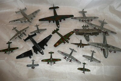 Lot 279 - Seventeen Early Dinky Diecast Aircraft, including Singapore Flying Boat, Whitley Bomber, Amiot 370