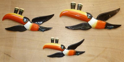 Lot 287 - A Set of Three Original Carltonware Guinness Graduated Flying Toucans, in orange and black with two