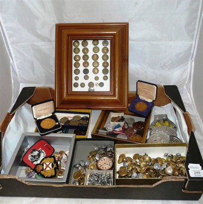 Lot 289 - A Collection of Buttons and Badges, including military, motorcycle race club badges,...