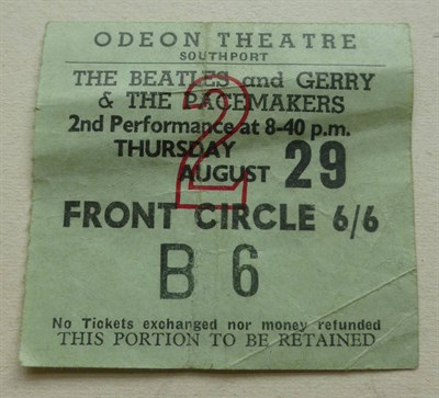 Lot 305 - Original Beatles Concert Ticket Stub 1963, with Gerry and the Pacemakers in support at the...