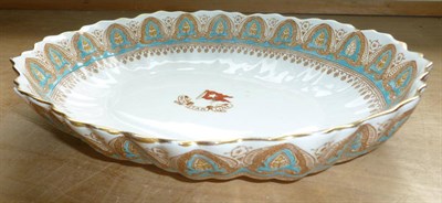 Lot 321 - A White Star Line Fluted Oval Pottery Dish by Stonier & Co., Liverpool, with gilt and turquoise...