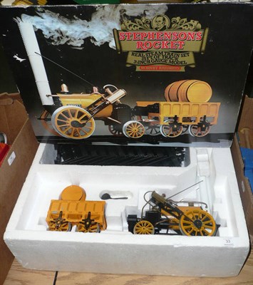 Lot 33 - A Boxed Hornby 3 1/2-Inch Gauge Live Steam Stephenson's Rocket Train Set, with track