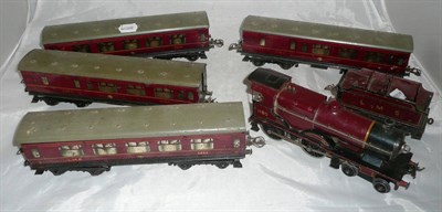 Lot 42 - A Hornby 'O' Gauge Electric LMS Train Set, comprising a 4-4-0 No.2 Compound Tender Locomotive...