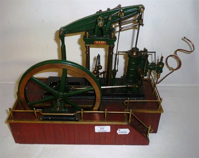 Lot 55 - A Single Cylinder Live Steam Beam Engine 'Mary', in brass and steel, painted green, with large...