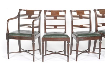 Lot 1442 - A Set of Six Regency Mahogany Dining Chairs, the turned top rail above a rectangular tablet...