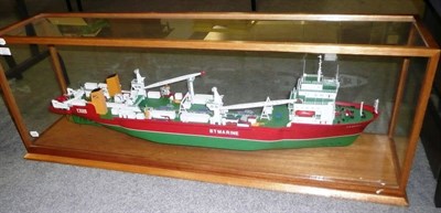 Lot 75 - A Fine Quality Scratch Built Wooden Model of the BT Marine Explorer 'C.S Nexus', with green and red