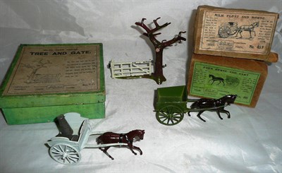 Lot 81 - Three Boxed Britains Farm Accessories - Farm Horse & Cart No.40f, Milk Float & Horse No.45F and...