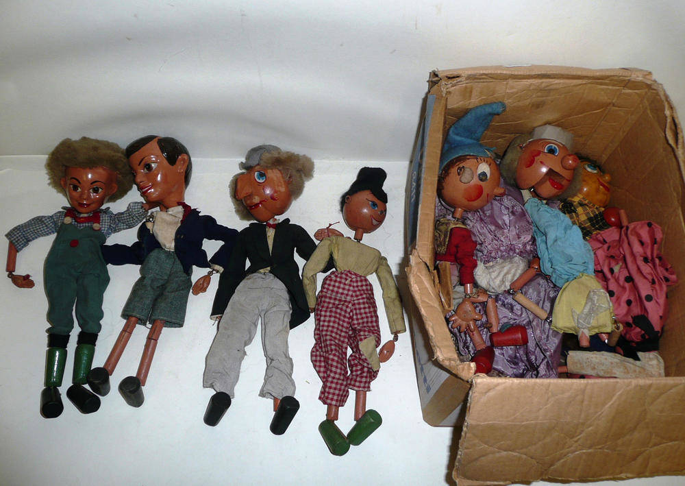 Lot 115 - Ten Unboxed Pelham Puppets, including Hansel, Noddy, Poodle, Sarah Swede, King, Cinderella etc...