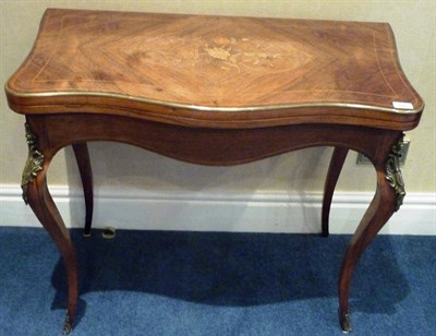 Lot 1447 - A Victorian Rosewood and Floral Marquetry Card Table, circa 1880, the serpentine and brass...