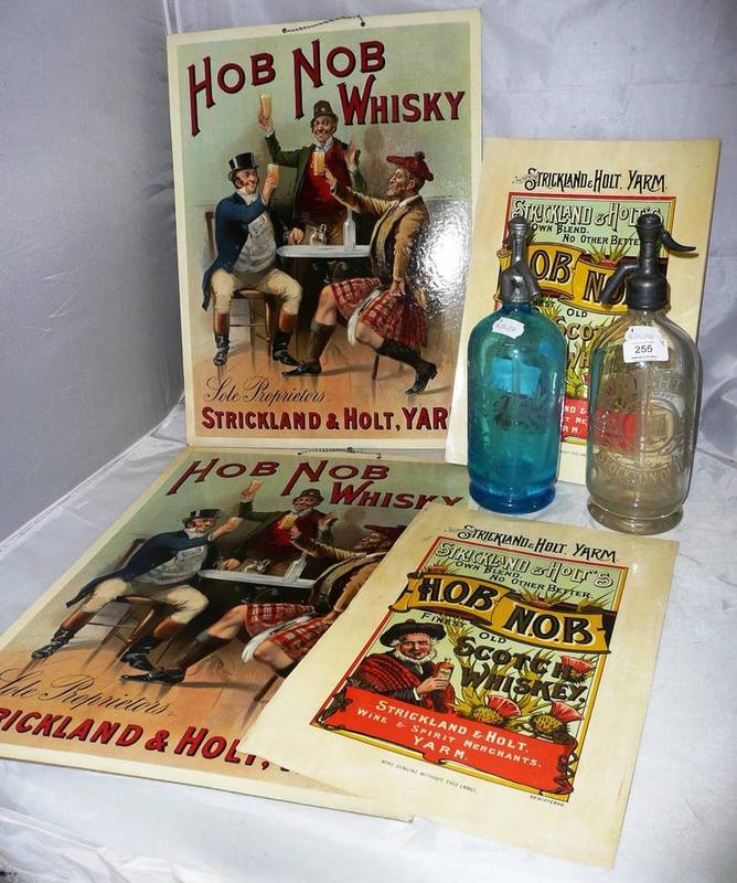 Lot 255 - Two Hob Nob Whisky Advertising Showcards by Strickland & Holt, Yarm, featuring...