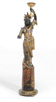 Lot 1462 - A Carved and Polychrome Blackamoor Figure, Late 19th Century, modelled as a female figure...