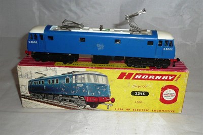 Lot 18 - A Boxed Hornby Dublo 2-Rail Class AL1 Electric Locomotive No.3002, with plastic body in blue BR...