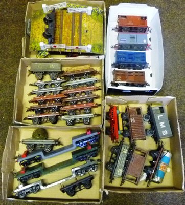 Lot 45 - A Collection of Hornby 'O' Gauge Rolling Stock and Accessories, including flat trucks, open wagons
