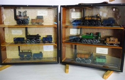 Lot 47 - A Cased Display of Six Scratch Built Historic Locomotives, in wood and metal, comprising...